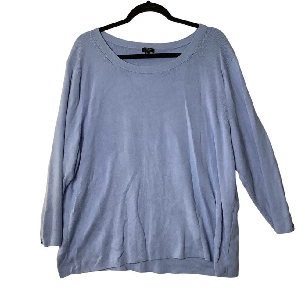 Talbots Plus Sweater Women Size 3X Blue Cotton Blend Pullover Style #KH5348